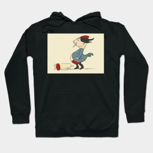 Funny man on a windy day dog walk Hoodie